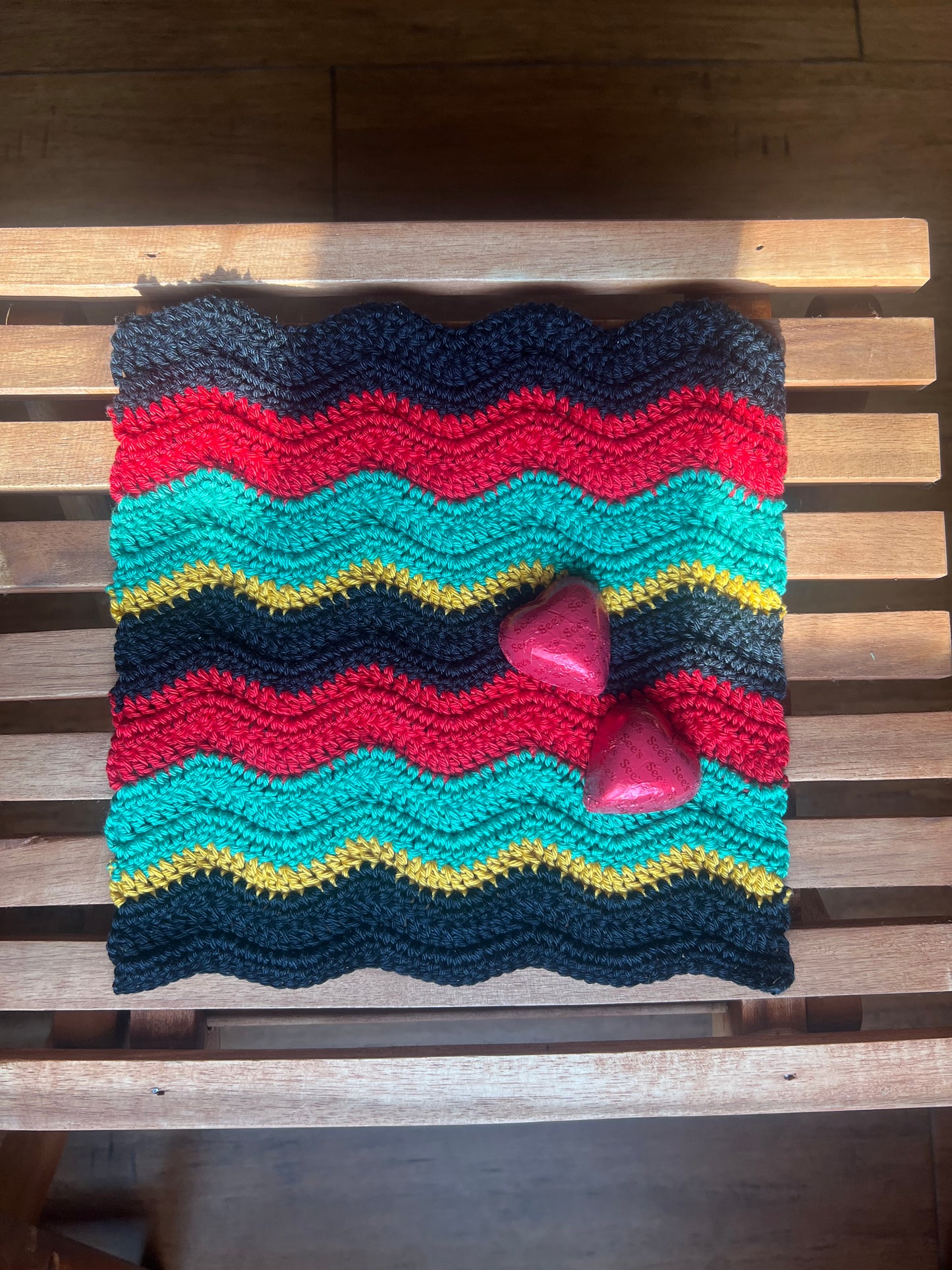 Crochet Mat in Pan-African Ripple Design