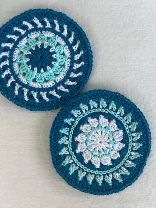 Mini Mandala-style Crochet Coasters (Set of 2)