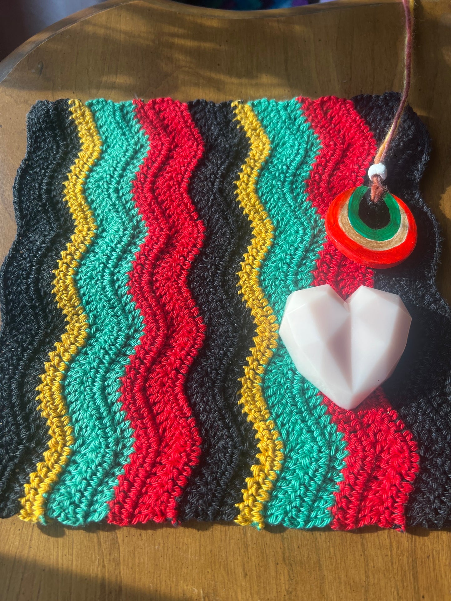 Crochet Mat in Pan-African Ripple Design