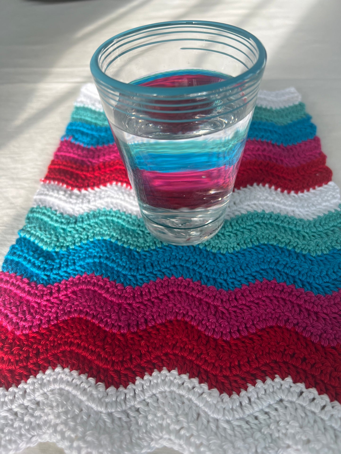 Spring Cheer ripple pattern crochet mat.
