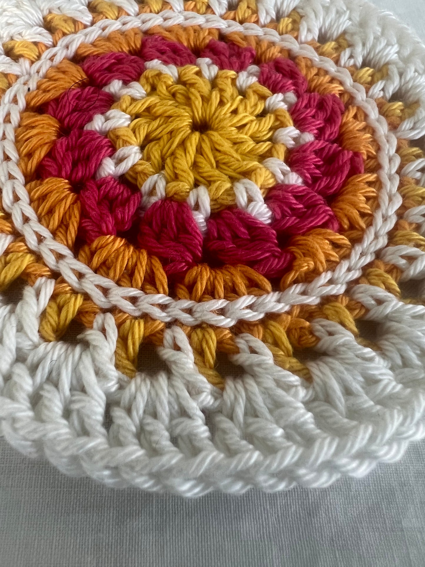 Mandala-style Crochet Coasters, Cream combo (Set of 2)