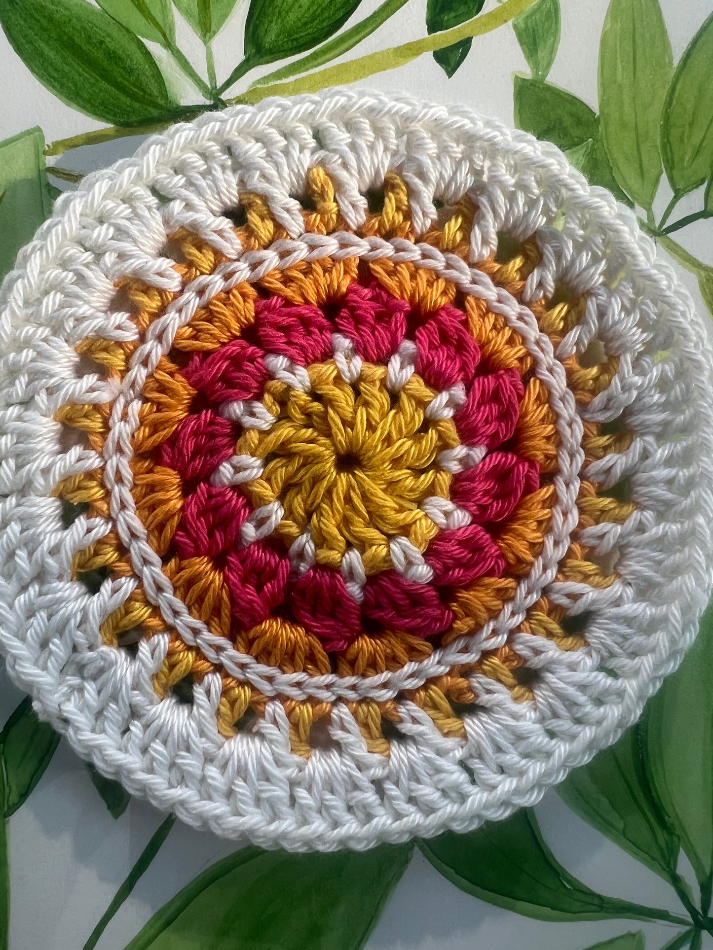 Mandala-style Crochet Coasters, Cream combo (Set of 2)