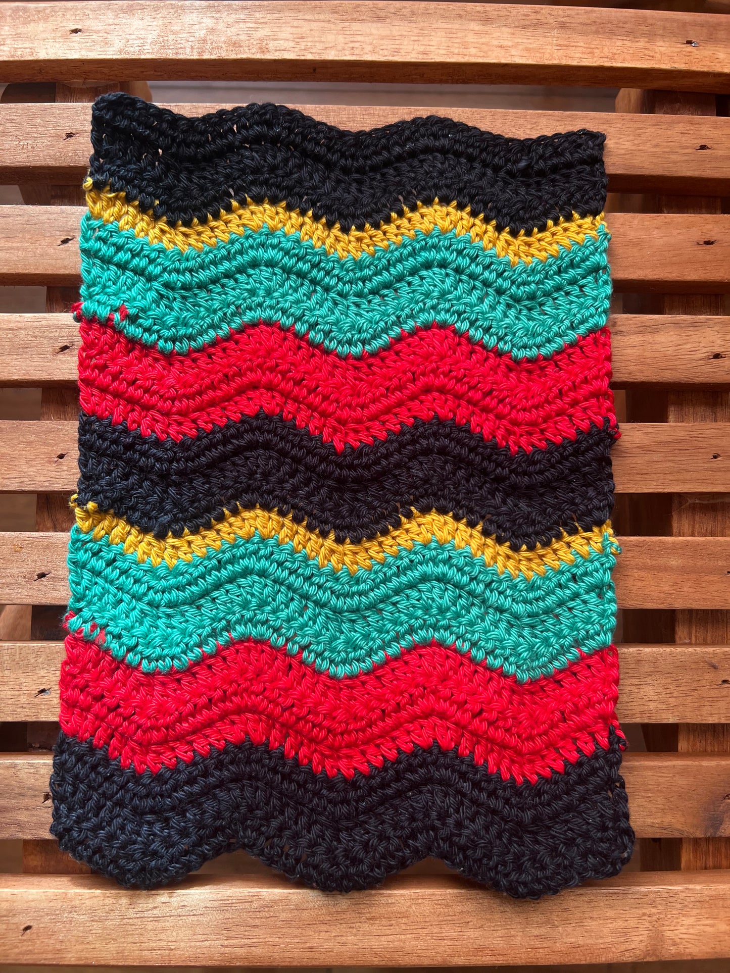 Crochet Snack Mat in Pan African Ripple Design