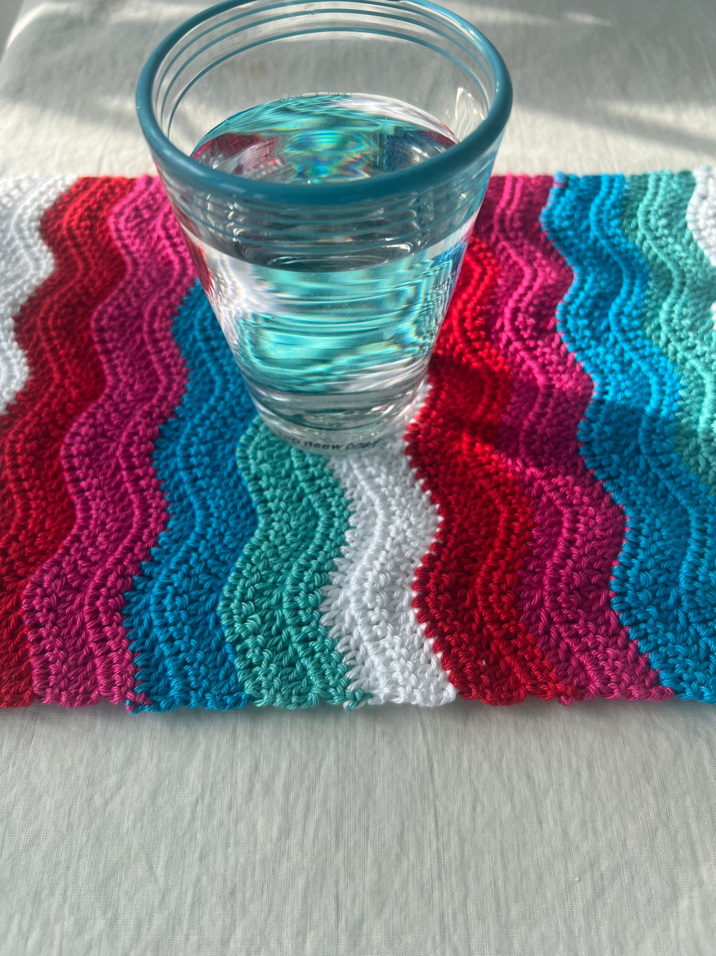 Spring Cheer ripple pattern crochet mat.