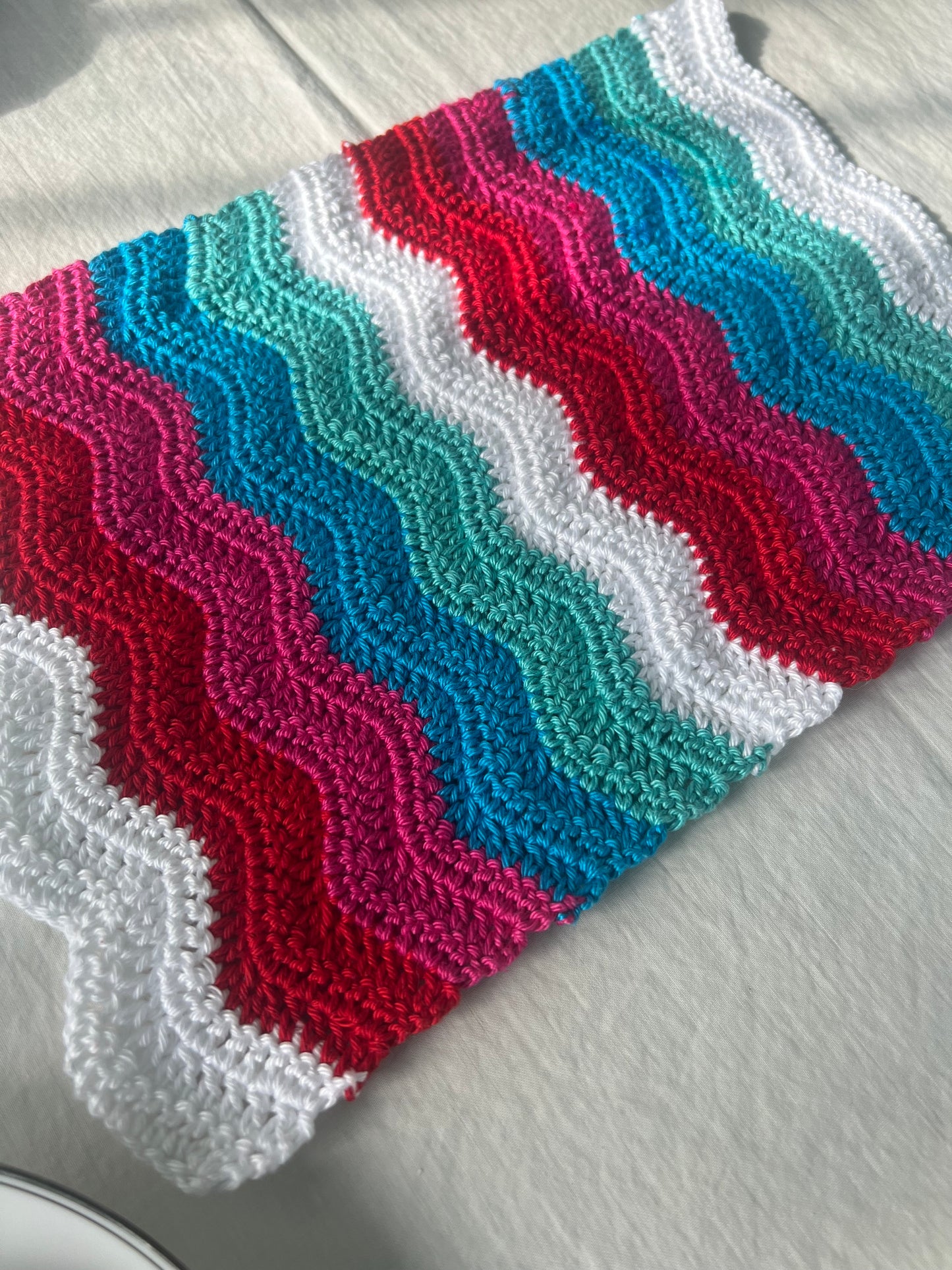 Spring Cheer ripple pattern crochet mat.