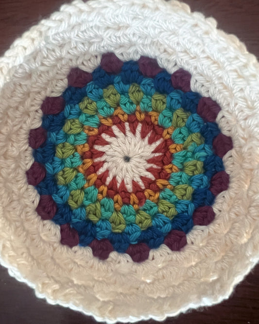 Crochet Mini Bowl, jewel tones in alabaster setting