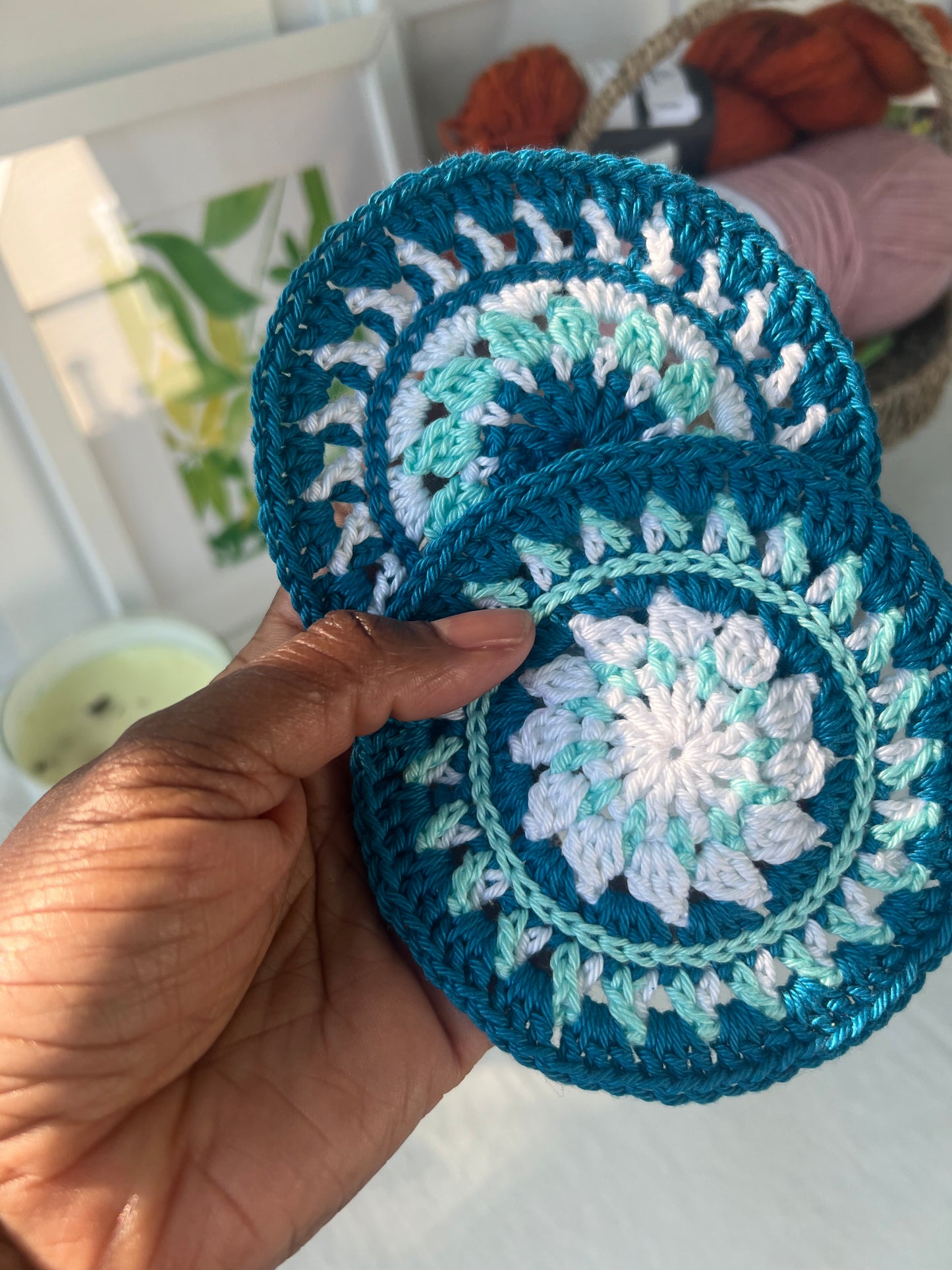 Mini Mandala-style Crochet Coasters (Set of 2)