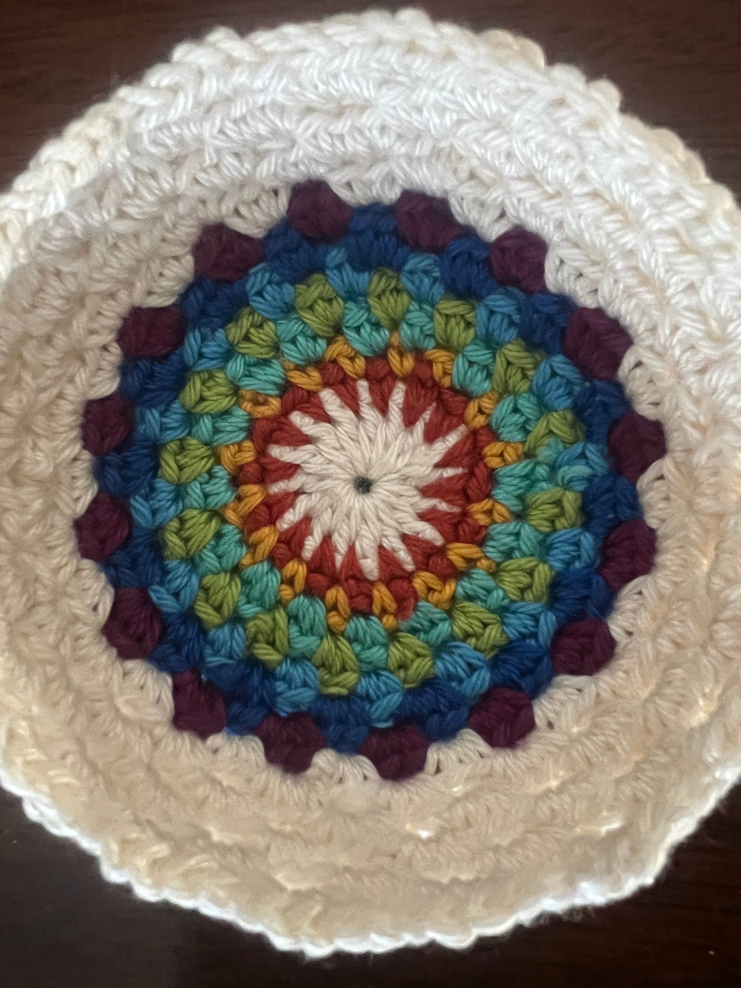Crochet Mini Bowl, jewel tones in alabaster setting