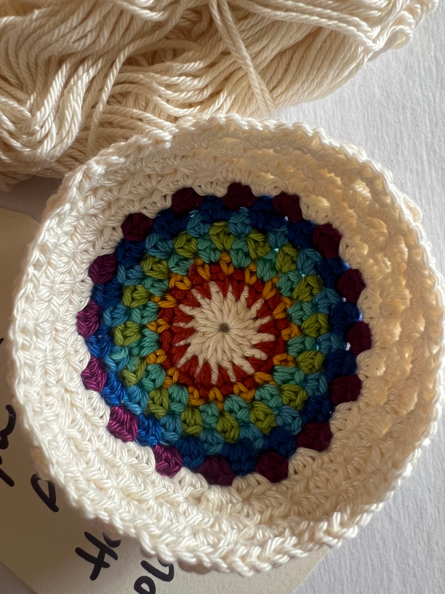 Crochet Mini Bowl, jewel tones in alabaster setting