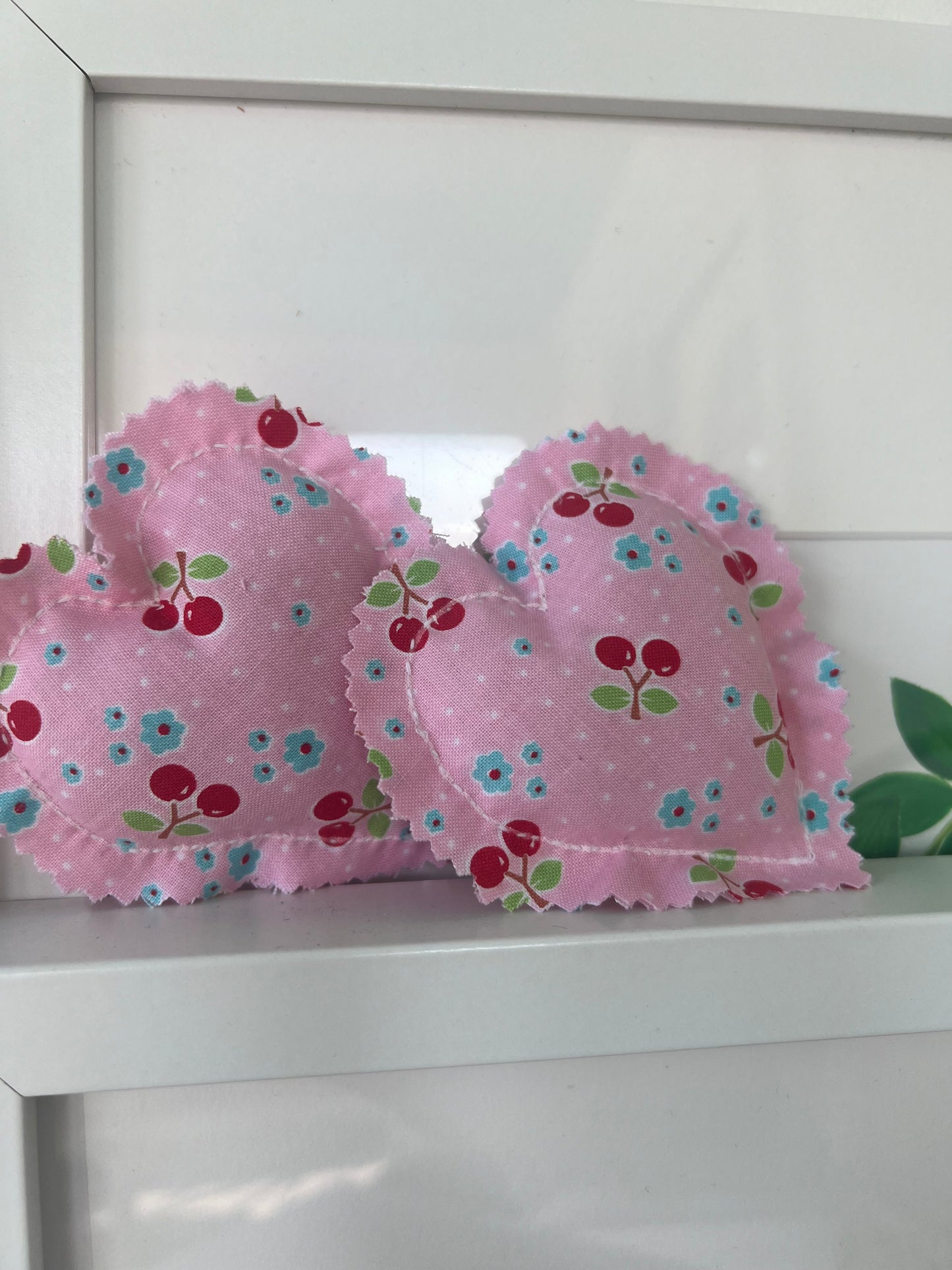 Lovely Hand-stitched, stuffed Hearts (two)