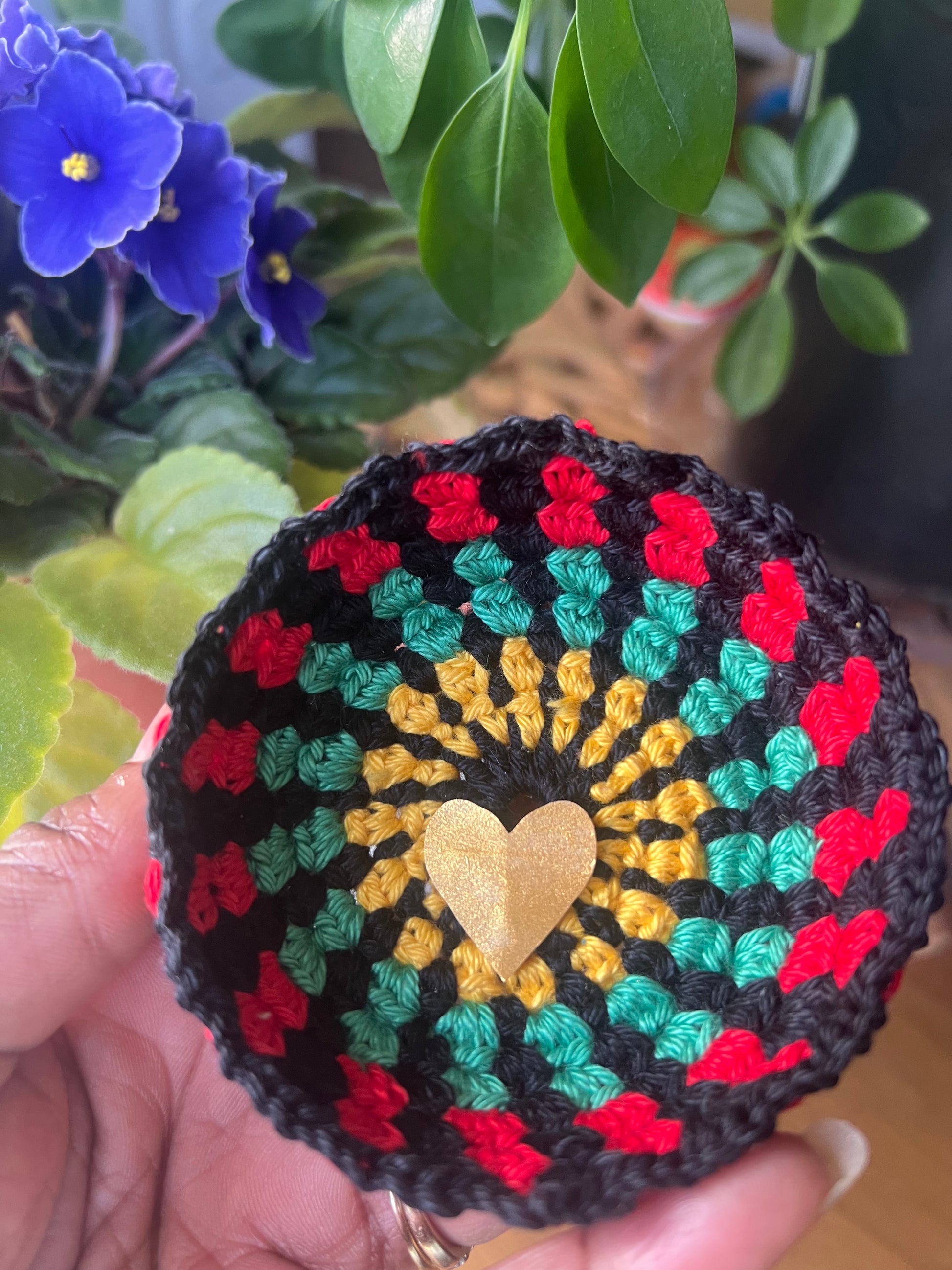 Pan African multicolor mini crochet bowl